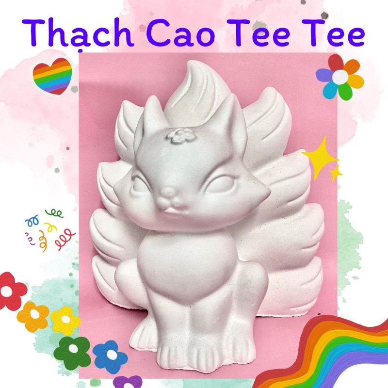 Tượng thạch cao tô màu size XXL Hồ Ly 9 đuôi cao cấp ( kèm màu và cọ)