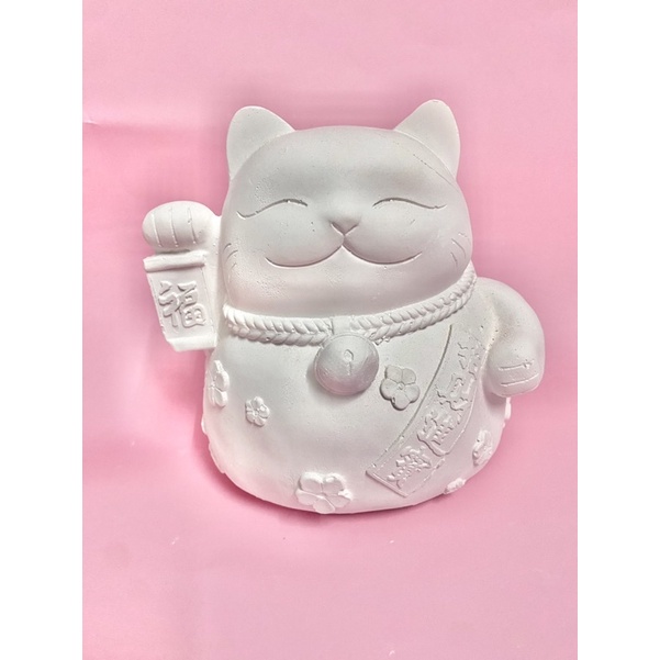 Tượng thạch cao tô màu size 2XL Mèo thần tài cao cấp