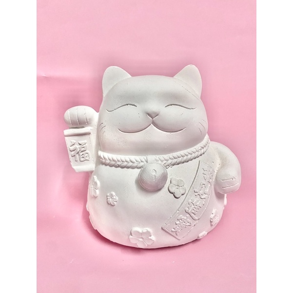 Tượng thạch cao tô màu size 2XL Mèo thần tài cao cấp