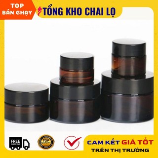 Hủ đựng kem thủy tinh nâu nắp đen/ hủ chiết kem