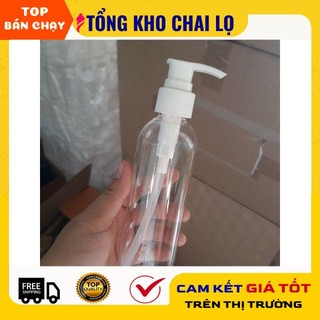 Chai nhựa pet 200ml trong vòi nhấn trắng