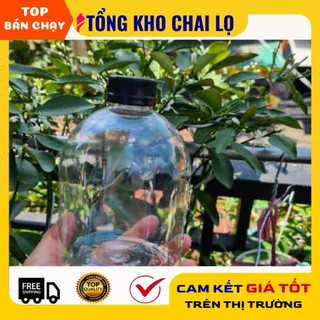 Chai nhựa tròn 500ml nắp vặn đen đựng trà sữa, mật ong, nước trái cây [giá sỉ tận gốc]