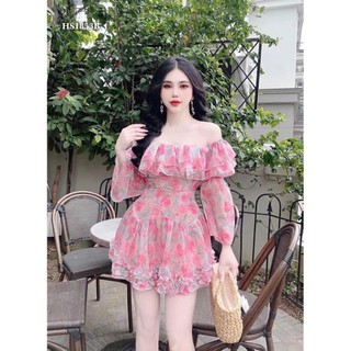 Đầm Voan tay dài có mút lót quần