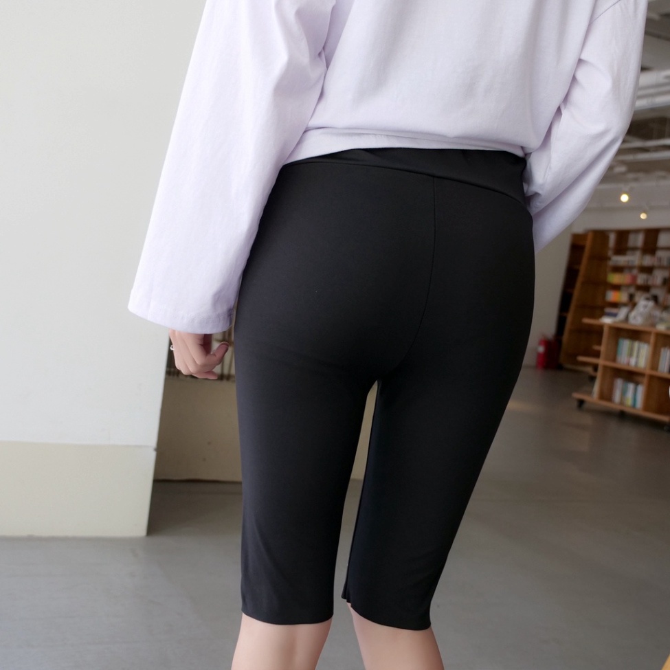 Quần legging nữ BeeCy quần legging đùi treeging cạp chun bản to vải thun màu đen chất dày dặn form biker ôm ngắn QLEG | BigBuy360 - bigbuy360.vn