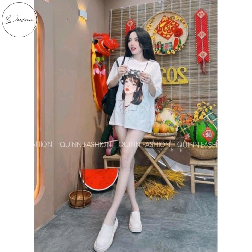 Áo thun nữ from rộng in hình cô gái unisex, áo phông nữ cổ tròn dễ phối đồ phù hợp mặc mọi lúc mọi nơi mẫu đẹp nhất AP | BigBuy360 - bigbuy360.vn