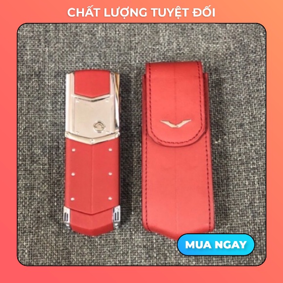 Bao da vt singnature S nắp gập da trơn màu đỏ may mắn