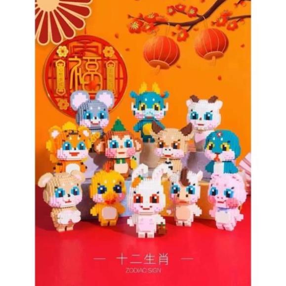 Mô hình lắp ráp 3D 12 Con Giáp size to 17cm - 18cm dễ thương, quà tặng sinh nhật cho bé, đồ chơi lắp ghép trí tuệ