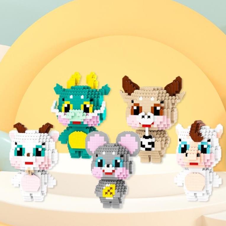 Mô hình lắp ráp 3D 12 Con Giáp size to 17cm - 18cm dễ thương, quà tặng sinh nhật cho bé, đồ chơi lắp ghép trí tuệ