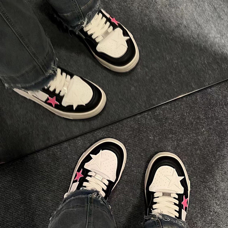 Giày Trượt Ván Họa Tiết Ngôi Sao Màu Sắc Tương Phản Phong Cách Retro Đức