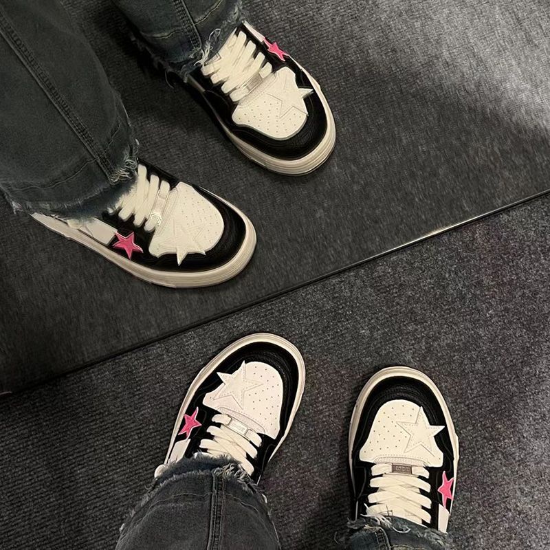 Giày Trượt Ván Họa Tiết Ngôi Sao Màu Sắc Tương Phản Phong Cách Retro Đức