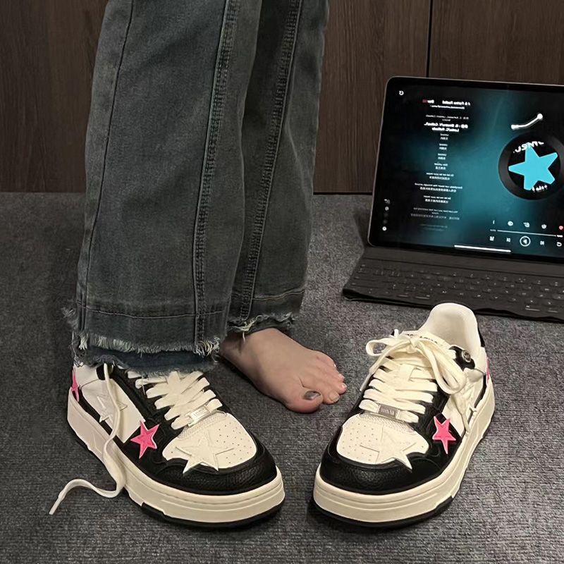 Giày Trượt Ván Họa Tiết Ngôi Sao Màu Sắc Tương Phản Phong Cách Retro Đức