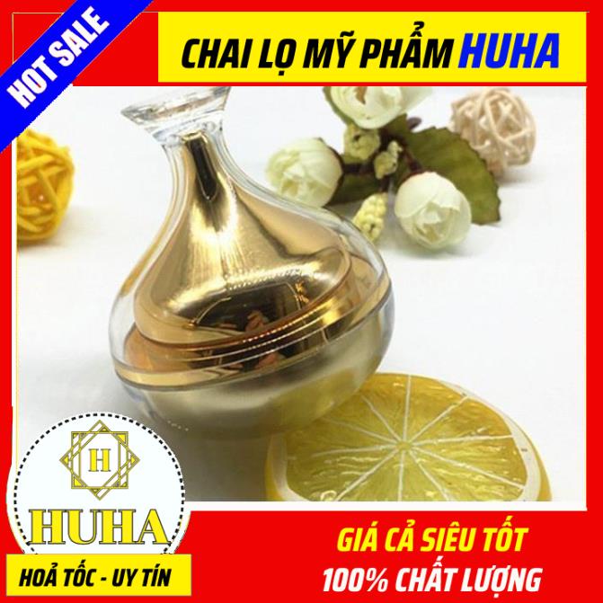 Hũ Hộp Chiết Mỹ Phẩm ❆ Hũ Hộp Chiết Mỹ Phẩm Chóp Vàng 10g Hình Giọt Nước Cao Cấp , Phụ Kiện Du Lịch