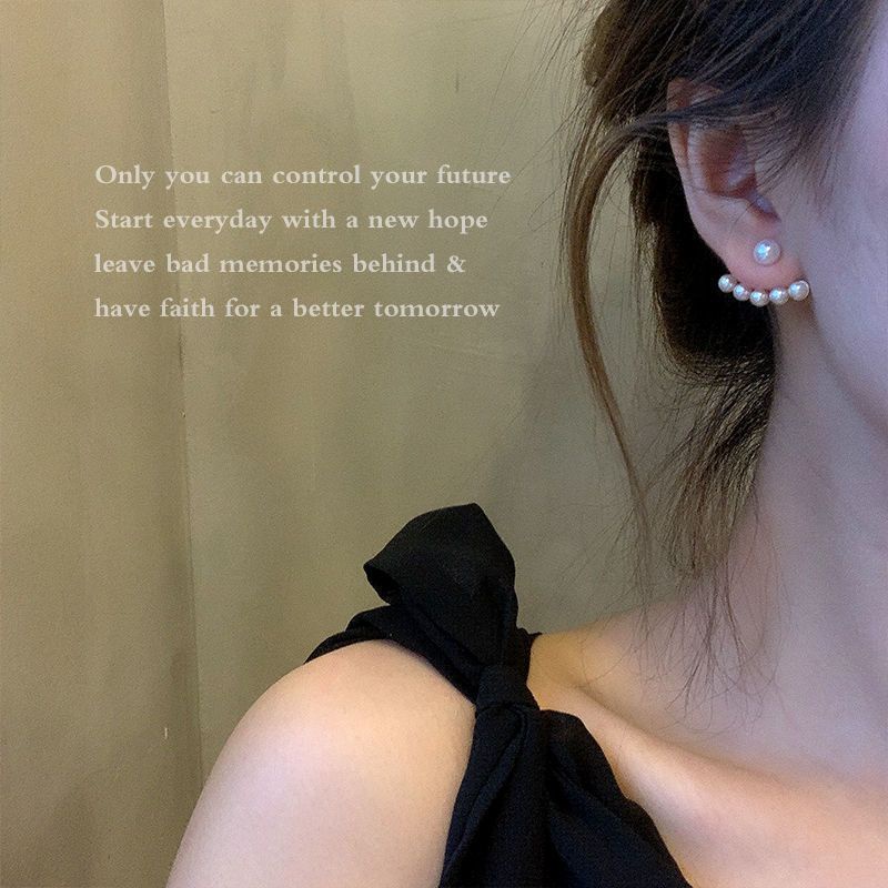 Bông Tai Ngọc Trai Treo Sau Lưng Đơn Giản Độc Đáo Sơn Trang Trí