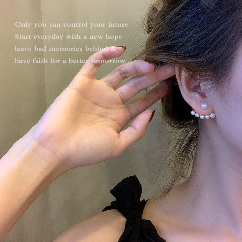 Bông Tai Ngọc Trai Treo Sau Lưng Đơn Giản Độc Đáo Sơn Trang Trí