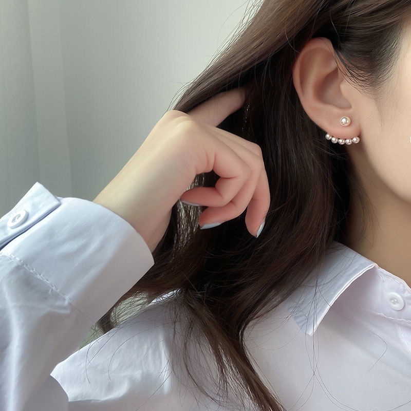 Bông Tai Ngọc Trai Treo Sau Lưng Đơn Giản Độc Đáo Sơn Trang Trí