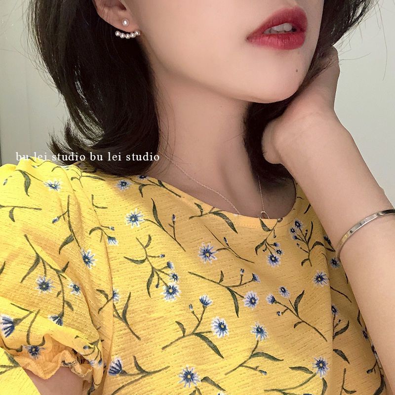 Bông Tai Ngọc Trai Treo Sau Lưng Đơn Giản Độc Đáo Sơn Trang Trí