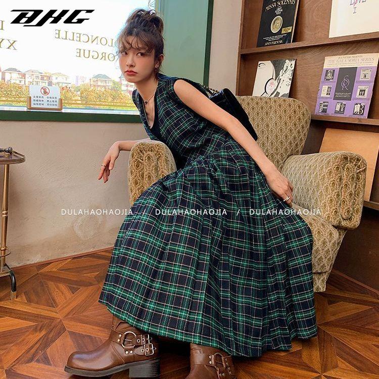 Set đồ BJHG WAVW gồm áo lửng không tay và chân váy lưng cao thời trang mùa xuân mới cho nữ (Có bán lẻ)