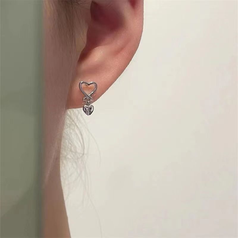 Bông Tai Thiết Kế Hình Trái Tim Đơn Giản Ngọt Ngào Dễ Phối Đồ