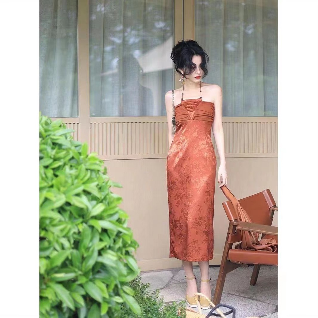 Đầm Hai Dây Phong Cách Trung Hoa Cổ Điển Kiểu Mới Cỡ Lớn 4.10