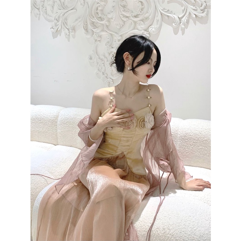 Đầm Hai Dây Dáng Dài Phong Cách Pháp Thời Trang Mùa Xuân Xinh Xắn Cho Nữ 4.10