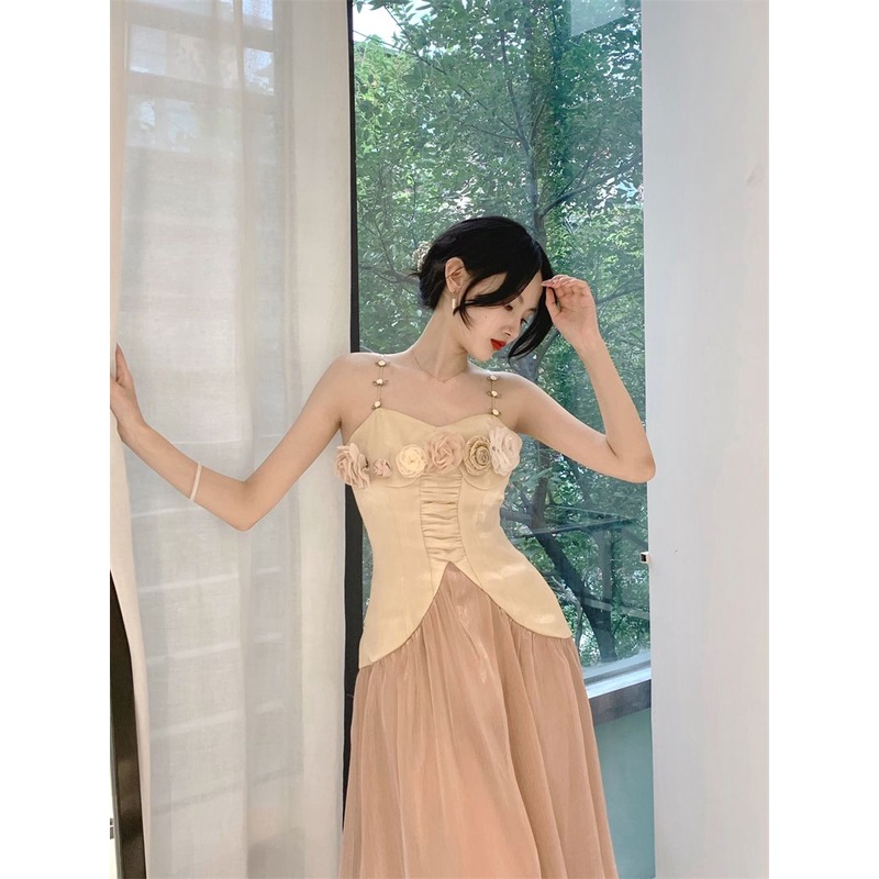 Đầm Hai Dây Dáng Dài Phong Cách Pháp Thời Trang Mùa Xuân Xinh Xắn Cho Nữ 4.10