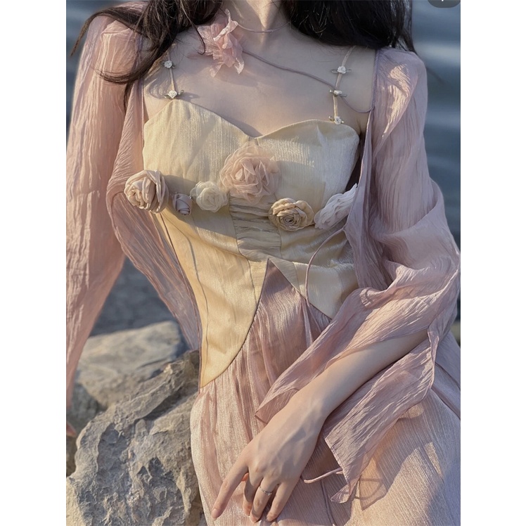 Đầm Hai Dây Dáng Dài Phong Cách Pháp Thời Trang Mùa Xuân Xinh Xắn Cho Nữ 4.10