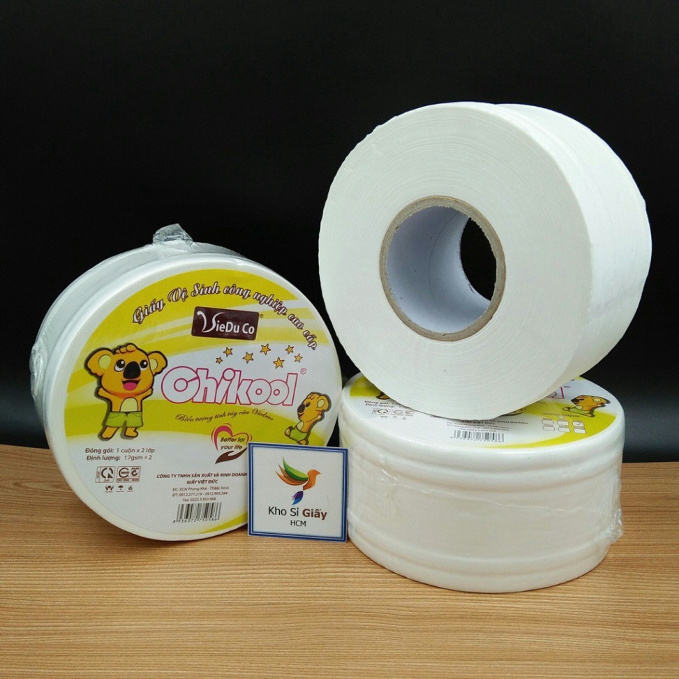 Combo 3 cuộn giấy vệ sinh công nghiệp 500g dai mềm mịn Chikool - Giấy vệ sinh loại 1