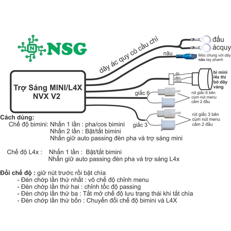 Mạch passing và trợ sáng trên nút menu cho xe NVX V2