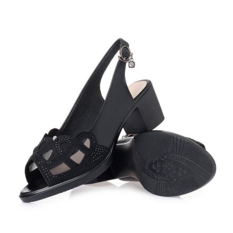 Giày Sandal Cao Gót Da Mềm Hở Mũi Thời Trang Cho Nữ