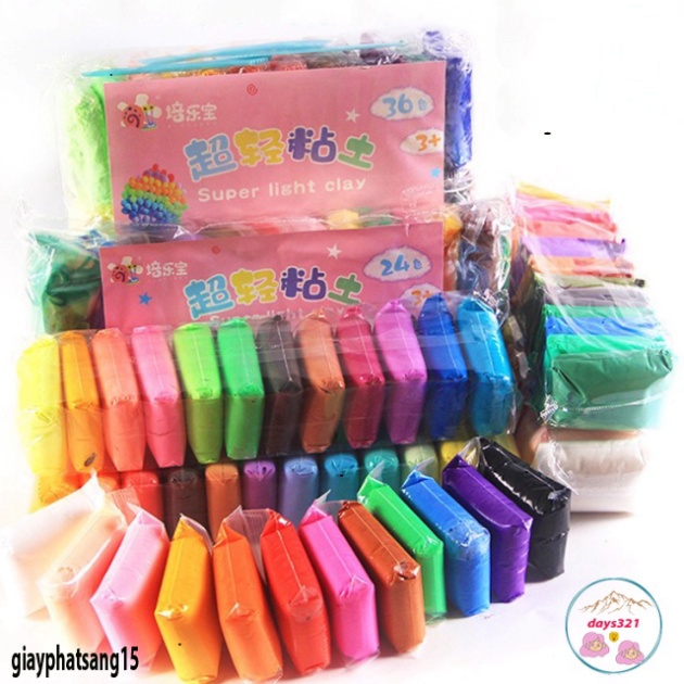 Đất Sét Nhật Bản, Đất Nặn Soft Clay Tự Khô Siêu Nhẹ 12-36 Màu an toàn và tin cậy chất liệu làm slime bơ