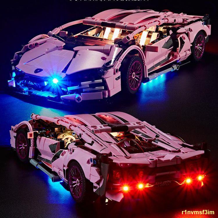 ❉ Lamborghini Hồng Dòng Xe Thể Thao Lắp Ráp Tương Thích Lego Khối Xây Dựng Mô Hình Đua Ô Tô Điều Khiển Từ Xa Đồ Chơi Bé