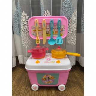 Bộ đồ chơi bếp nấu ăn có bánh xe di động