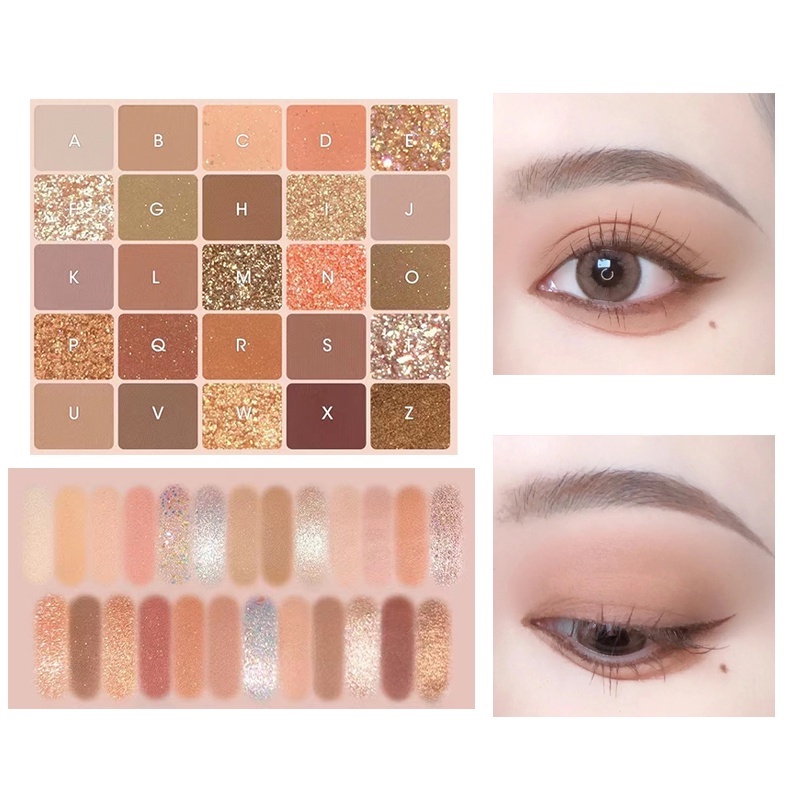 Bảng phấn mắt K'APEINE, phấn mắt nội địa trung 25 ô makeup tông cam hồng đào C5
