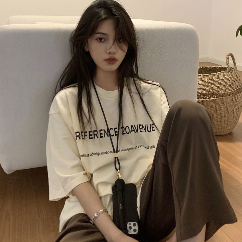 Áo Thun Tay Ngắn Dáng Rộng Phong Cách Harajuku Hàn Quốc Thời Trang Mùa Hè Cho Nữ