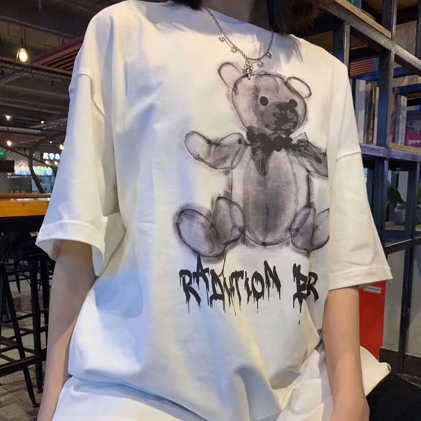 Áo Thun Tay Ngắn Dáng Rộng In Họa Tiết Phong Cách Hàn Quốc Thời Trang Cho Nữ