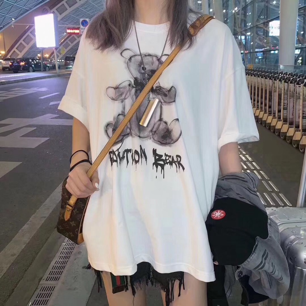 Áo Thun Tay Ngắn Dáng Rộng In Họa Tiết Phong Cách Hàn Quốc Thời Trang Cho Nữ