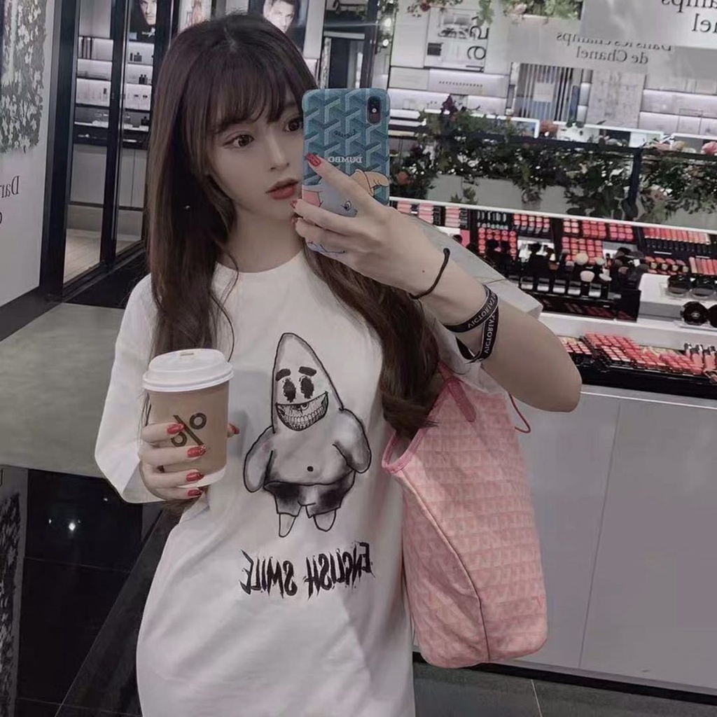 Áo Thun Tay Ngắn Dáng Rộng In Họa Tiết Phong Cách Hàn Quốc Thời Trang Cho Nữ