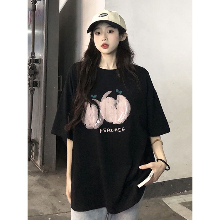 Áo Thun Đen Tay Ngắn Dáng Rộng Phong Cách Preppy Thời Trang Mùa Hè Dành Cho Học Sinh