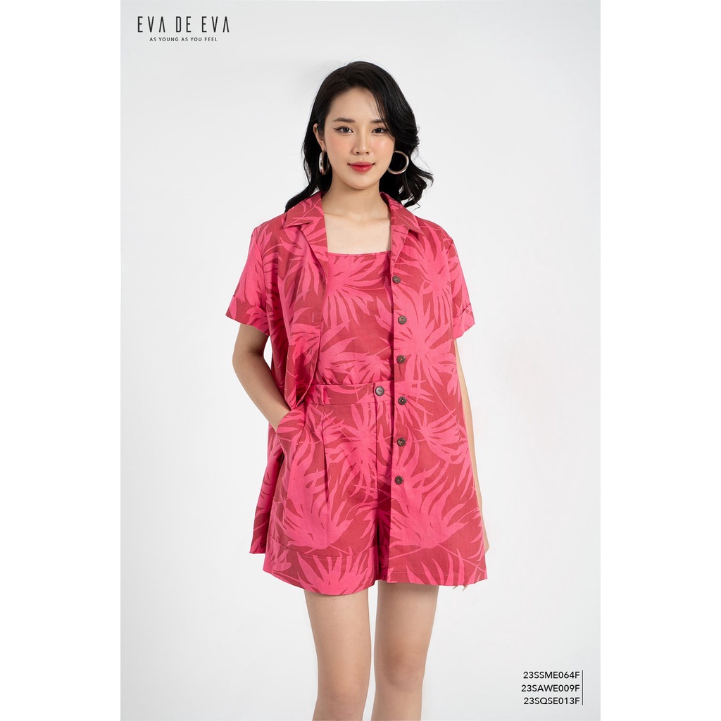 Áo sơ mi nữ tay ngắn dáng suông rộng Eva de Eva 23SSME064F