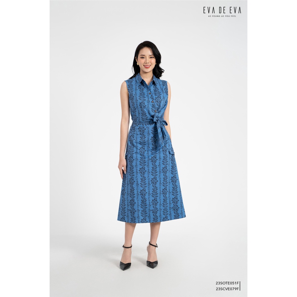 Chân váy midi chữ A dáng dài Eva de Eva 23SCVE079F
