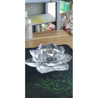 Chân đế nến thủy tinh hoa sen