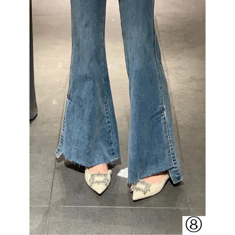 Giày Cao Gót Vải Tweed Đính Đá Lấp Lánh Phong Cách Mới 2022 Cho Nữ