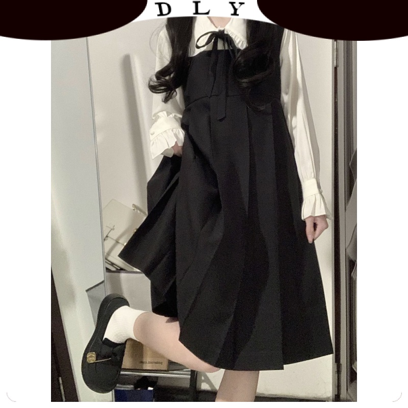 Váy Babydoll yếm Dáng Dài   Đầm Liền Thời Trang Hàn Quốc Phong Cách Học Viện Lolita Váy