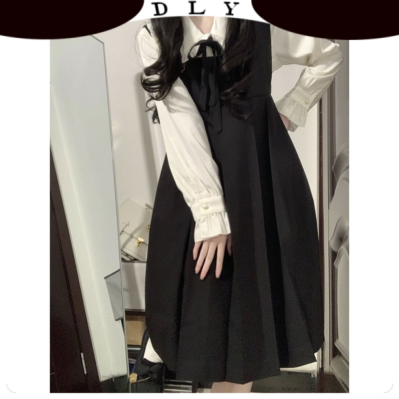 Váy Babydoll yếm Dáng Dài   Đầm Liền Thời Trang Hàn Quốc Phong Cách Học Viện Lolita Váy