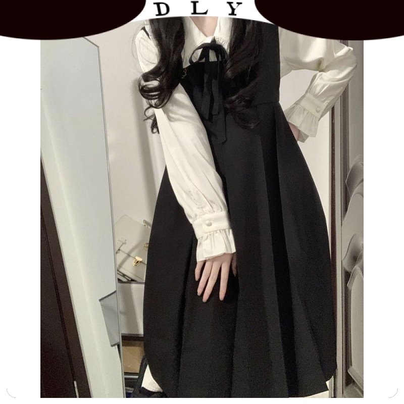 Váy Babydoll yếm Dáng Dài   Đầm Liền Thời Trang Hàn Quốc Phong Cách Học Viện Lolita Váy