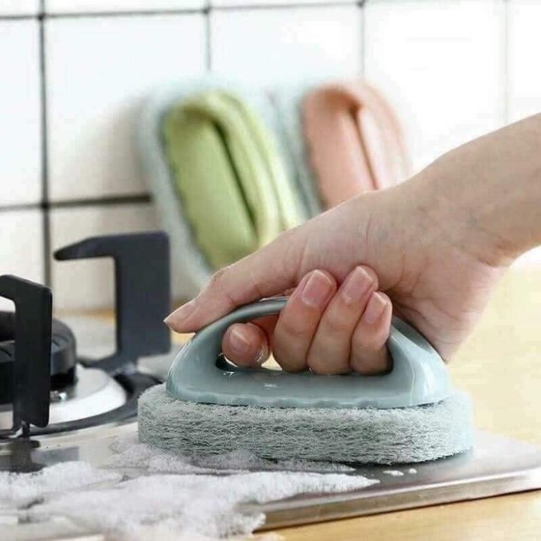 Bàn chà ovan cọ xoong nồi/ nhà cửa có tay cầm tiện lợi