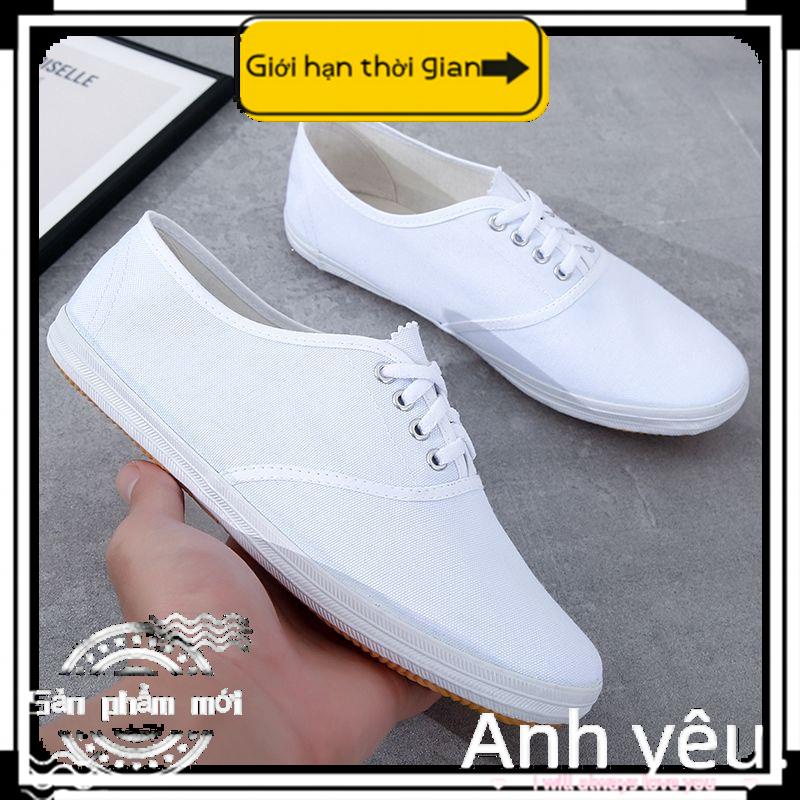 Giày Thể Thao Vải Canvas Màu Trắng Cỡ Nhỏ Thời Trang Cho Nam Và Nữ