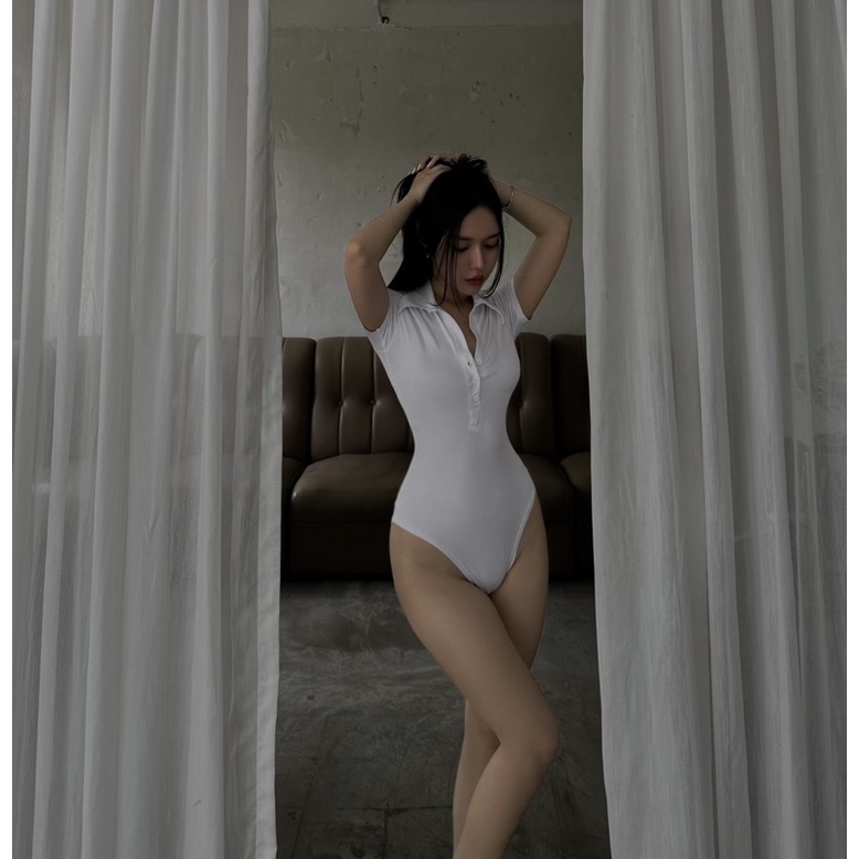 Bodysuit có cổ áo polo sexy mặc đi làm Viibodysuit