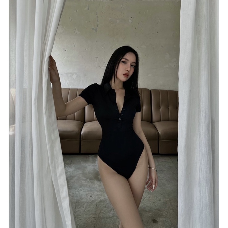 Bodysuit có cổ áo polo sexy mặc đi làm Viibodysuit