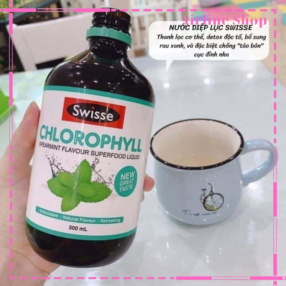 Nước Diệp Lục Swisse Chlorophyll spearmint Vị Dâu và Bạc Hà 500ml Hàng Chính Hãng Úc Air_S